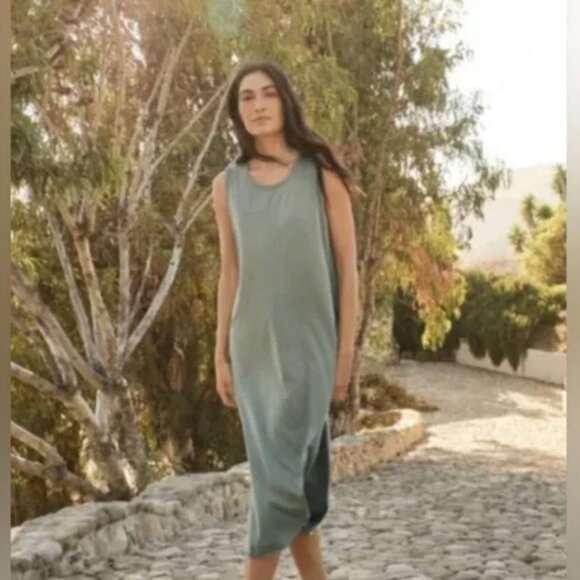 Anthro Ultra Soft Knit High Low Jersey Dress Minted Sage Green SZ MEDIUM NWT - Picture 3 of 14